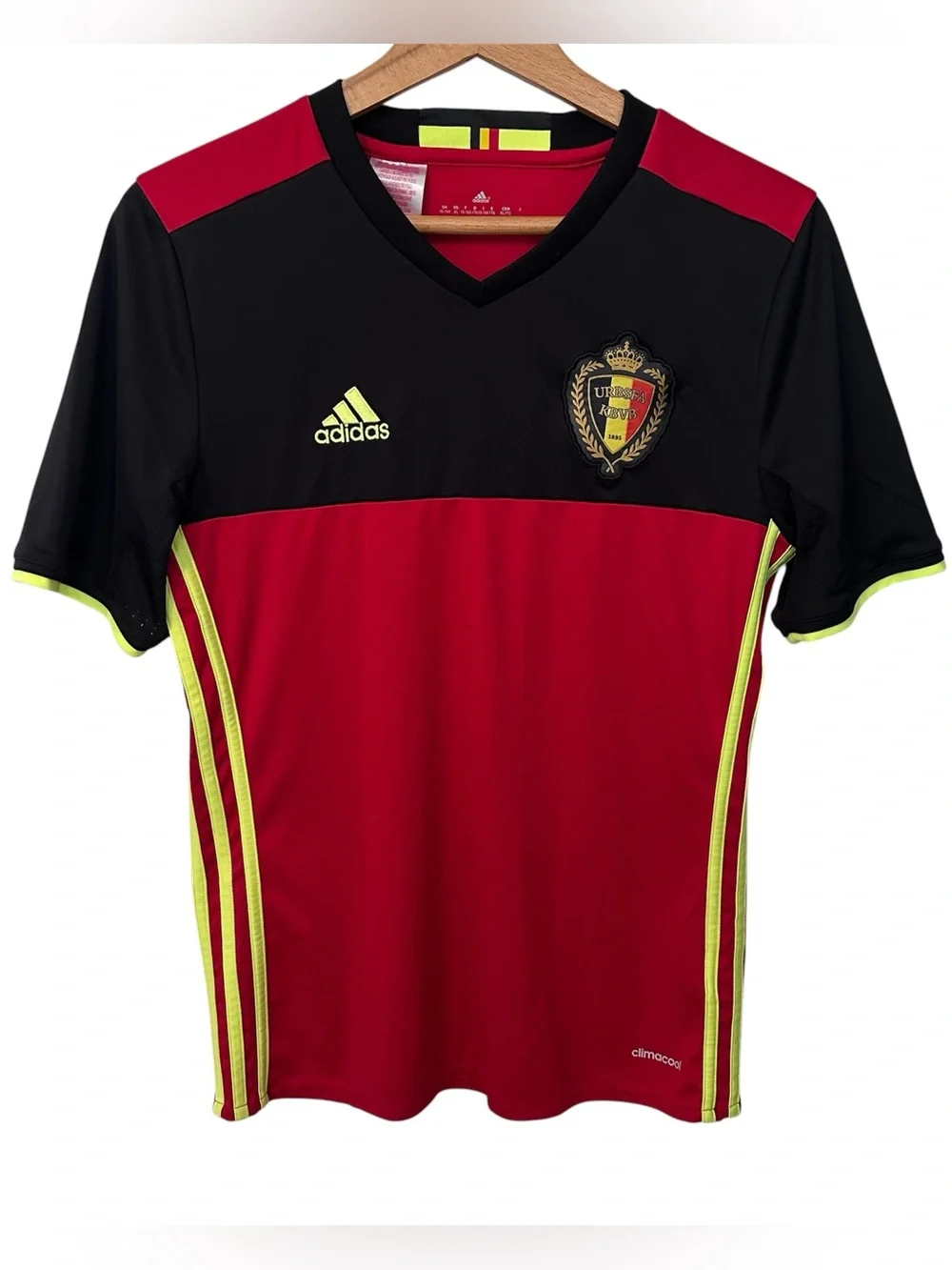 Adidas Royal Belgian FA RBFA Soccer Jersey Shirt Red Black Youth XL 15-16Y